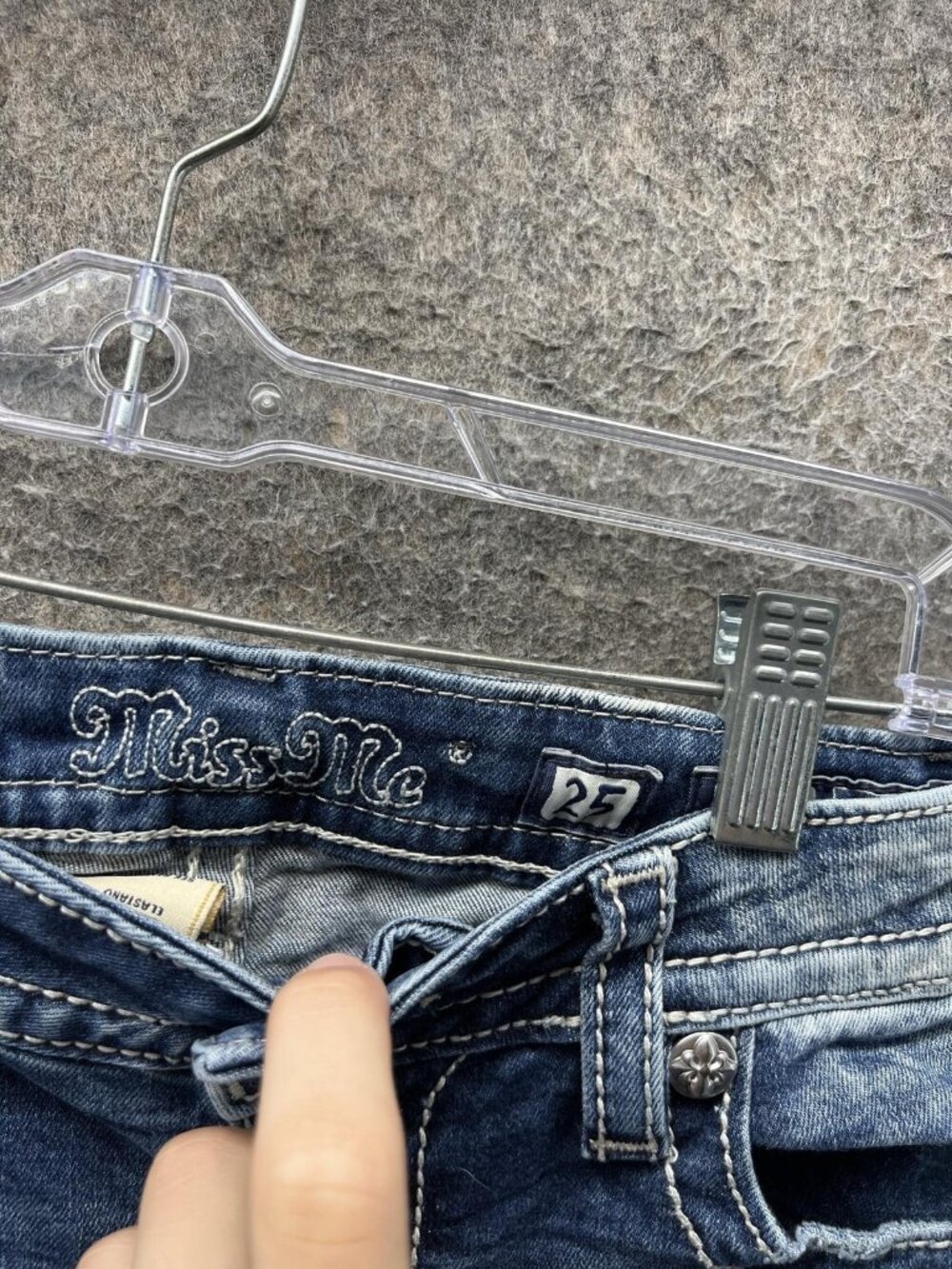 Miss Me Signature Jeans Womens 25 Blue Mid Rise Bootcut Distressed Stretch - Picture 2 of 11